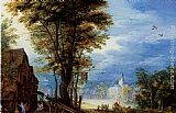 Jan the elder Brueghel A Village Street With The Holy Family Arriving At An Inn [detail 1] painting